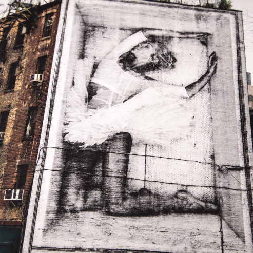 Ballet, Ballerina in crate East Village, New York City, 2015