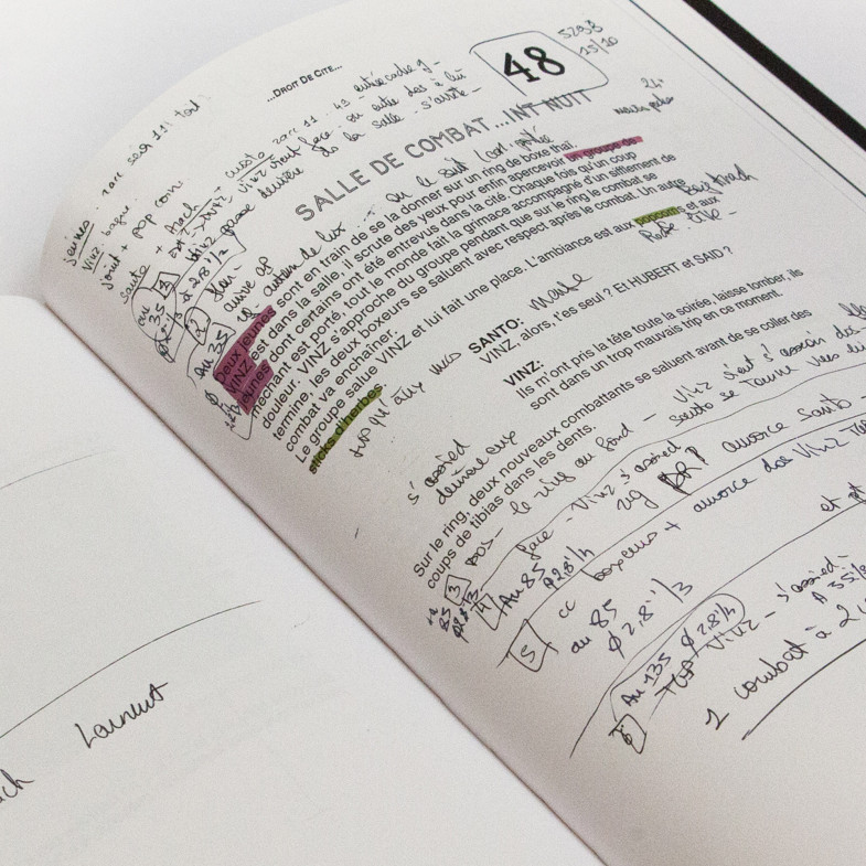 La Haine facsimilé couleur du scénario