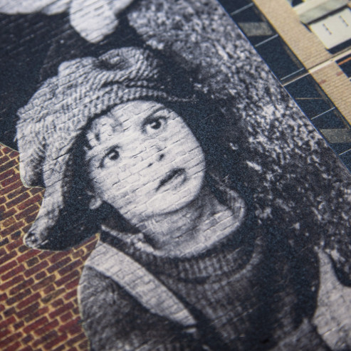 Unframed Charlie Chaplin revu par JR, The Kid, Charlie Chaplin & Jackie Coogan, USA, 1923, de jour Paris, 2021