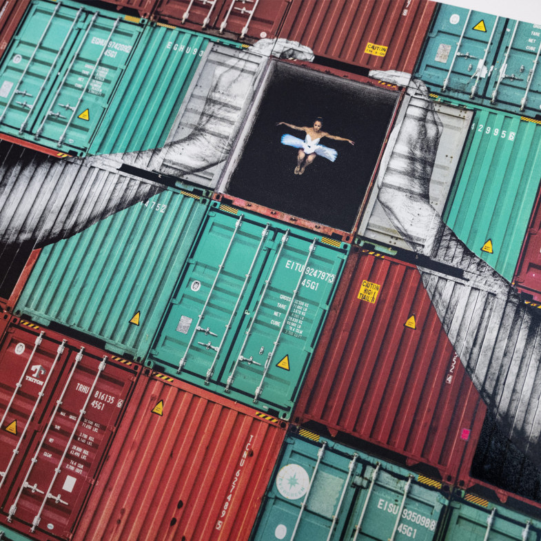 Ballerina in containers Holding tight, Le Havre, France, 2021