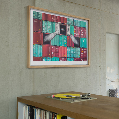 Ballerina in containers Holding tight, Le Havre, France, 2021