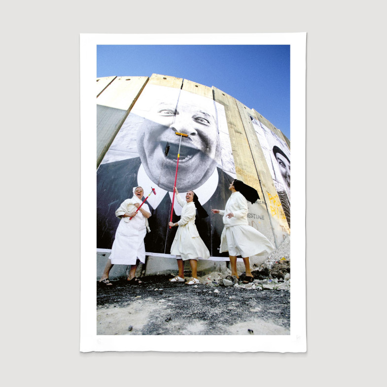 28 Millimètres Face 2 Face, Nuns in action, separation wall, security fence, Palestinian side, Bethlehem, 2007