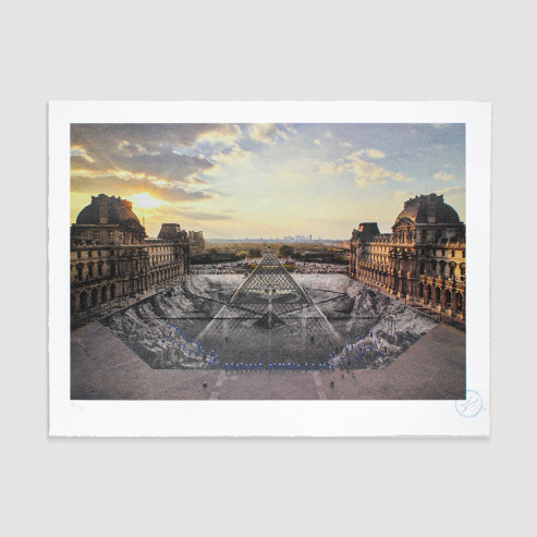 JR au Louvre 29 Mars 2019, 18h08 © Pyramide, architecte I. M. Pei, musée du Louvre, Paris, France, 2019