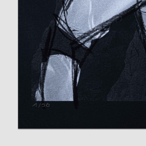 Dans la lumière, Sérigraphie et fusain, 2024