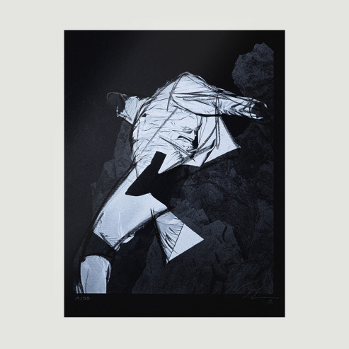 Dans la lumière, Sérigraphie et fusain, 2024