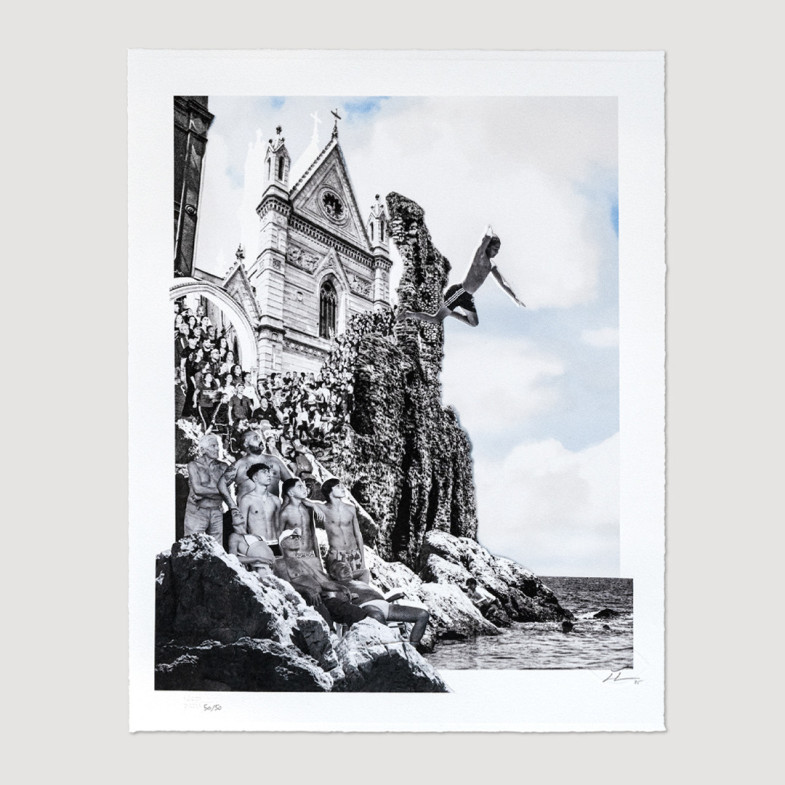 Le Cronache di Napoli, Il tuffo, collage, 2025