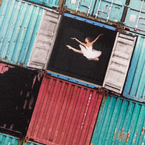 The ballerina jumping in containers, Le Havre, France, 2014