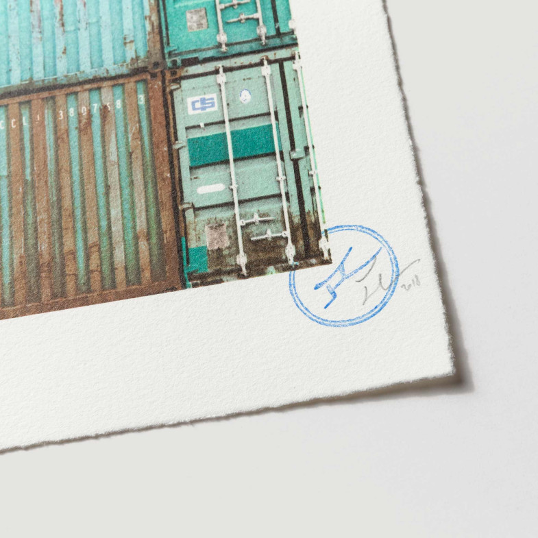 The ballerina jumping in containers, Le Havre, France, 2014